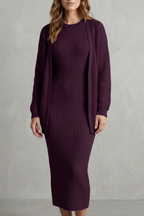 Miss | Tweedelige Set Dames Jurk + Cardigan Geribbeld – Co-ord Set