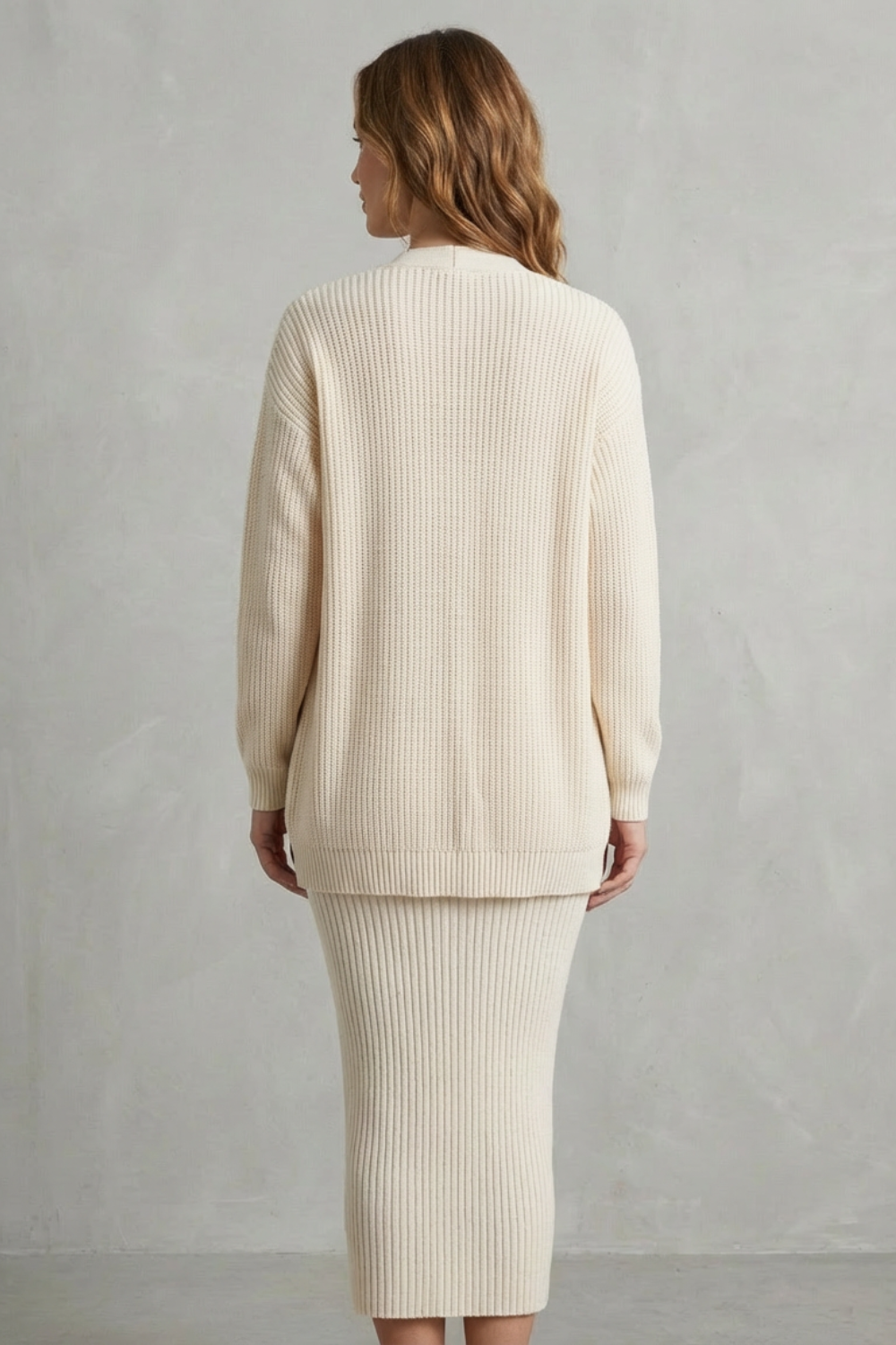 Miss | Tweedelige Set Dames Jurk + Cardigan Geribbeld – Co-ord Set