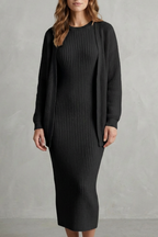 Miss | Tweedelige Set Dames Jurk + Cardigan Geribbeld – Co-ord Set