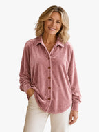 Miss | Blouse Dames Oversized Knoopsluiting - Fluweel