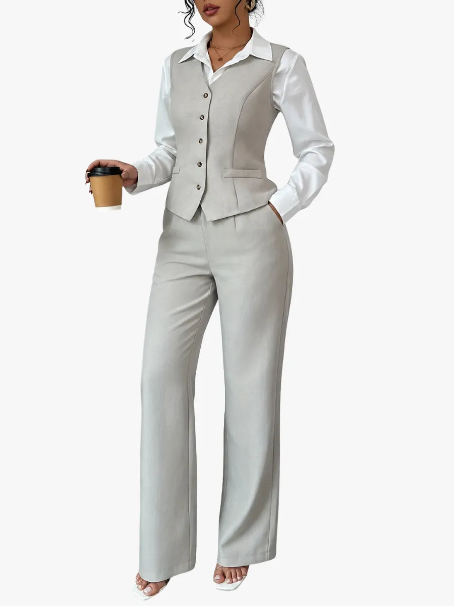 Miss | Tweedelige Set Dames Gilet & Wijde Broek – Co-ord Set