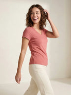 Basic T-shirt V-hals Roze - Miss Madera MIS-41CC85