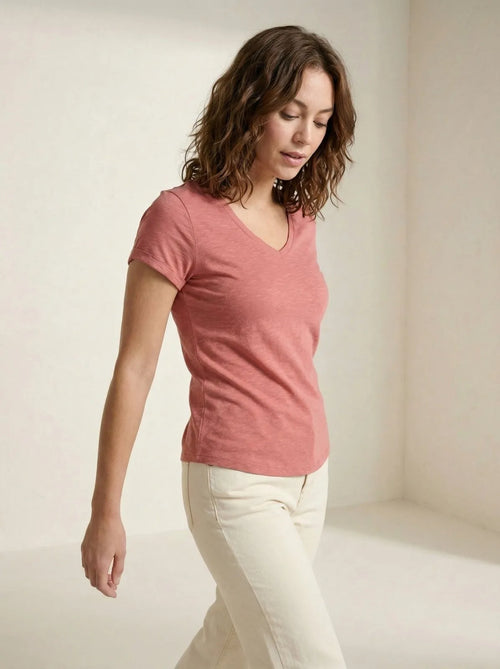 Basic T-shirt V-hals Roze - Miss Madera MIS-41CC85