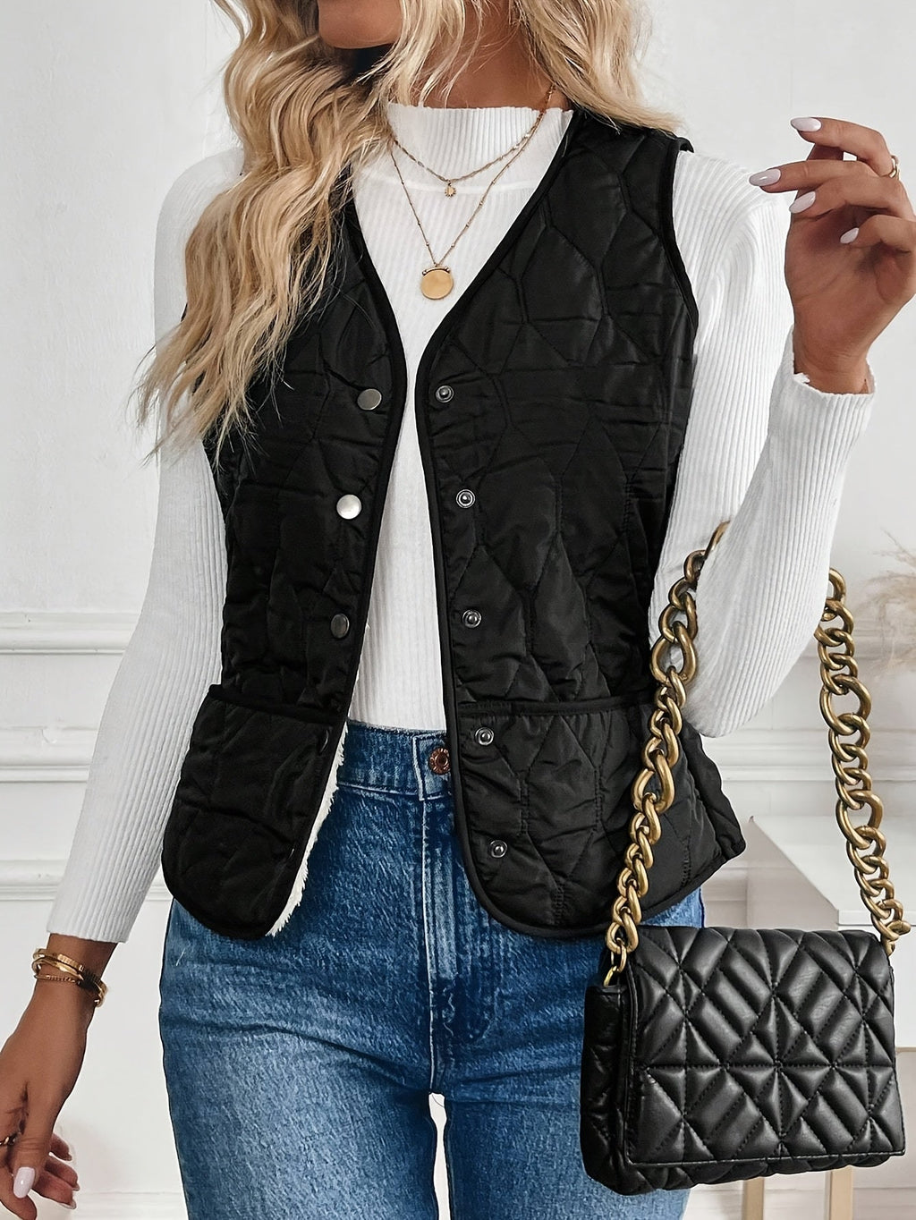 Miss | Bodywarmer Dames Omkeerbaar Gewatteerd Sherpa - Polyester