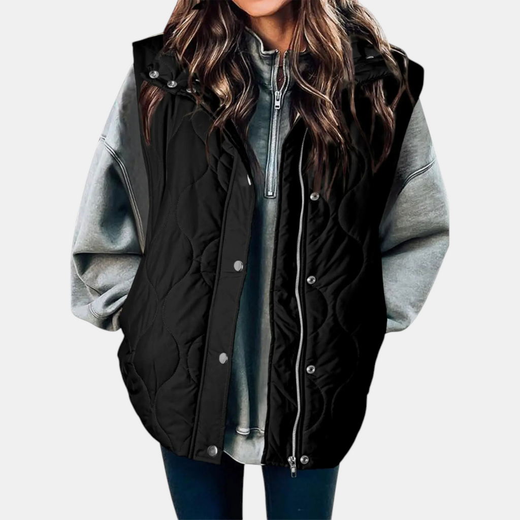Bodywarmer Dames Afneembare Capuchon Dubbele Rits Golfquilting