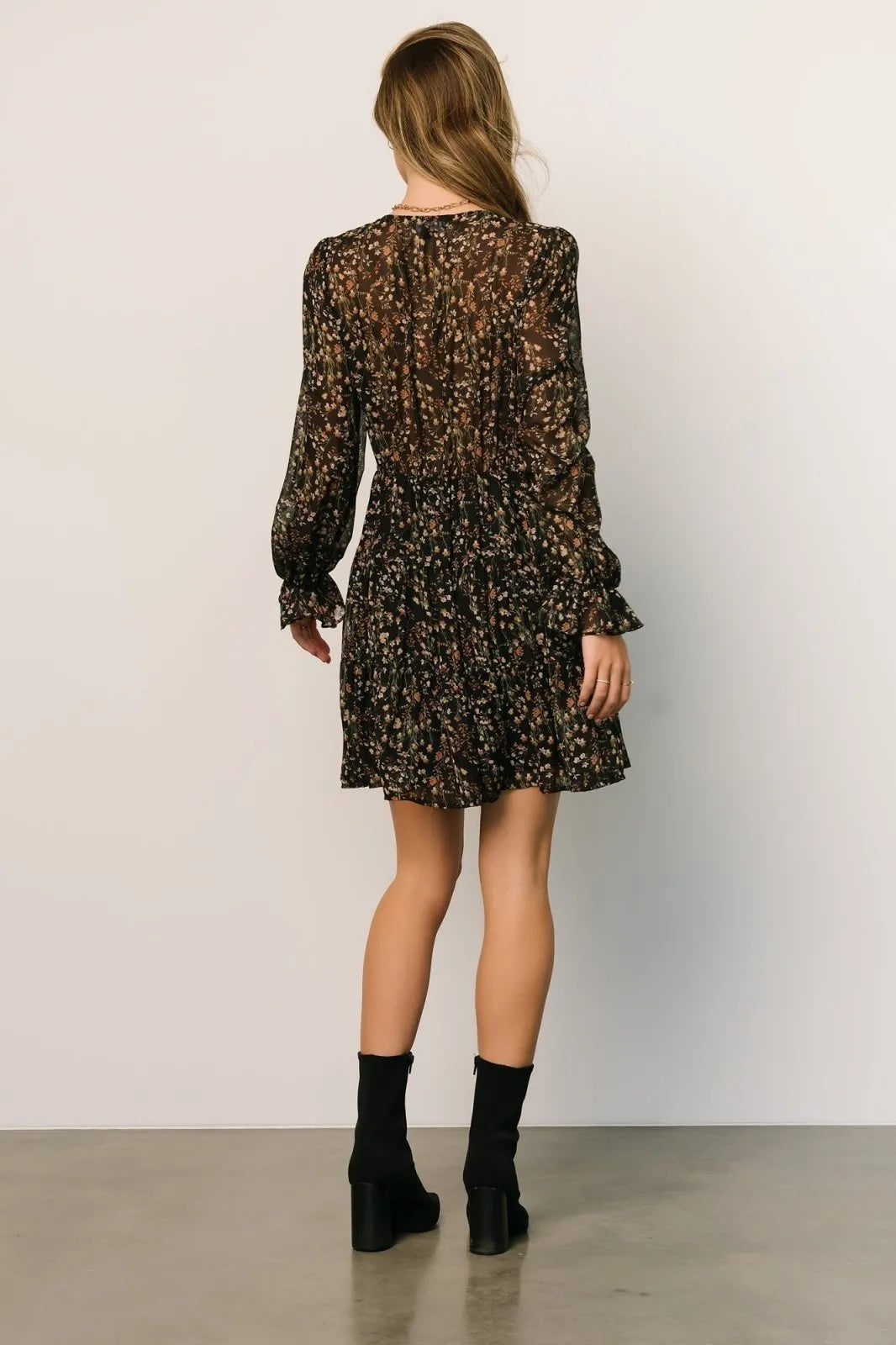 Bloemenprint Mini Jurk Dames | Ruffle Mouwen A-lijn - Miss Madera MIS-9ZU0GH
