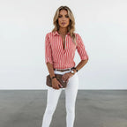 Blouse Dames | Oprolbare Mouwen Regular Fit | Miss Madera - Miss Madera MIS-9TMEHB