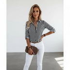 Blouse Dames | Oprolbare Mouwen Regular Fit | Miss Madera - Miss Madera MIS-T46GK9