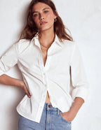 Blouse Dames – Wit | Getailleerd Knoopoverhemd - Miss Madera MIS-5H3HWO