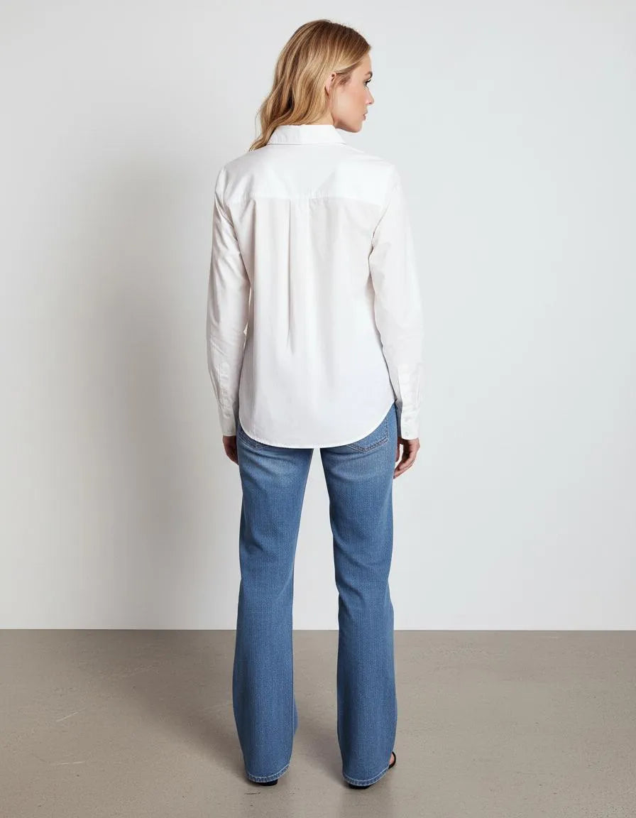 Blouse Dames – Wit | Getailleerd Knoopoverhemd - Miss Madera MIS-5H3HWO