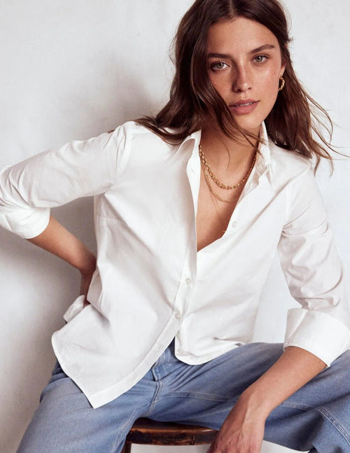 Blouse Dames – Wit | Getailleerd Knoopoverhemd - Miss Madera MIS-5H3HWO