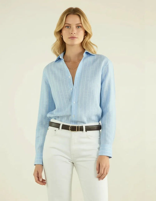 Blouse Linnenmix Gestreept patroon Dames - Miss Madera MIS-8XZYJE