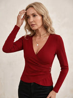 Blouse Wrap-front met knoopdetail - Miss Madera MIS-ED6D2B
