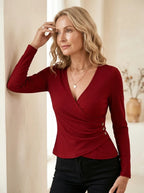 Blouse Wrap-front met knoopdetail - Miss Madera MIS-ED6D2B