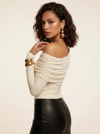 Blouse off-shoulder met ruché details - Miss Madera MIS-7B8A06
