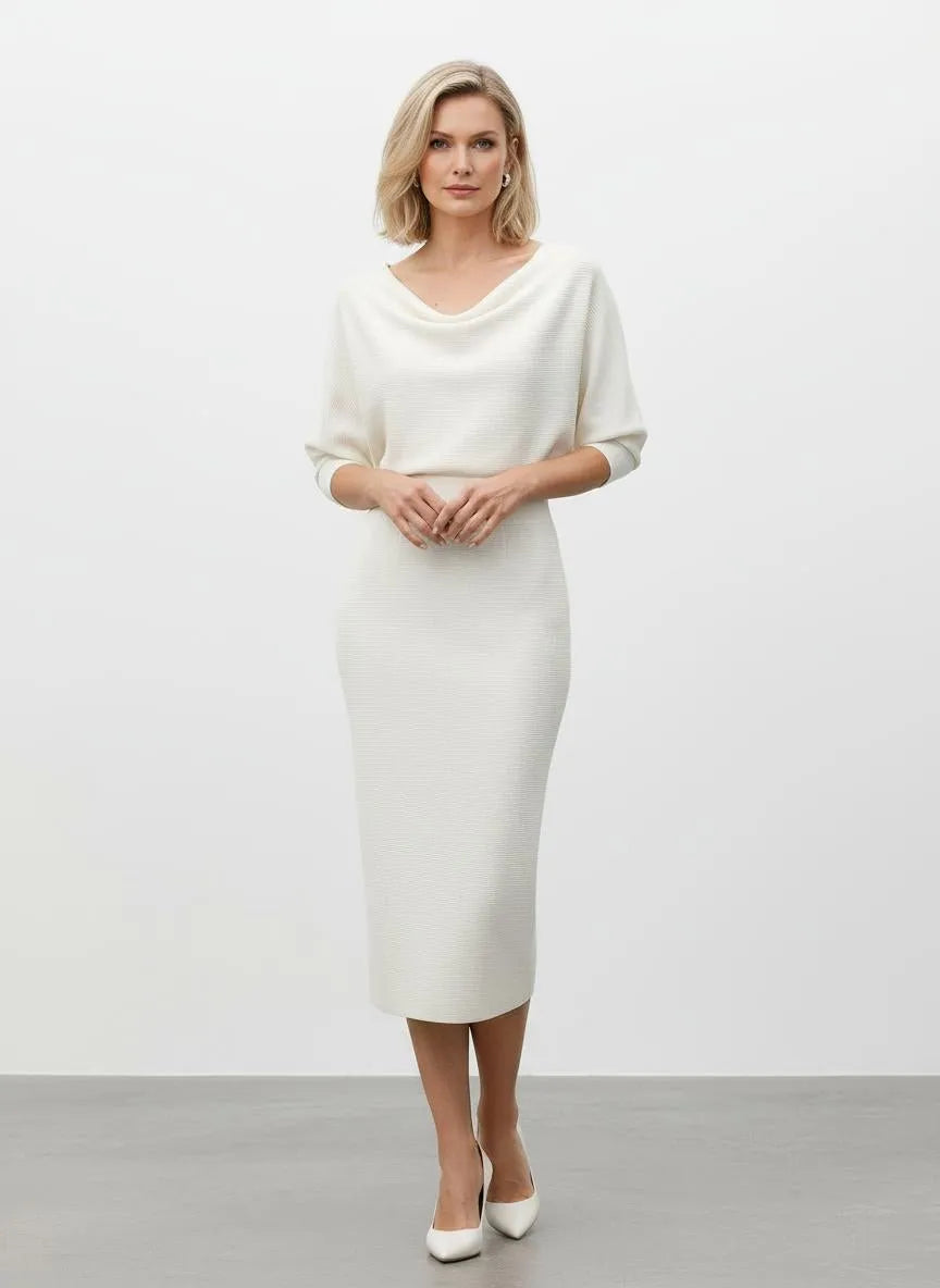 Bodycon Midi-jurk Dames - Getextureerd Fijngebreid - Miss Madera MIS-CSEO66