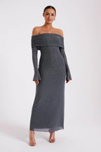 Jurk Dames Feestelijk Glanzend met Transparante Mouwen - Polyester