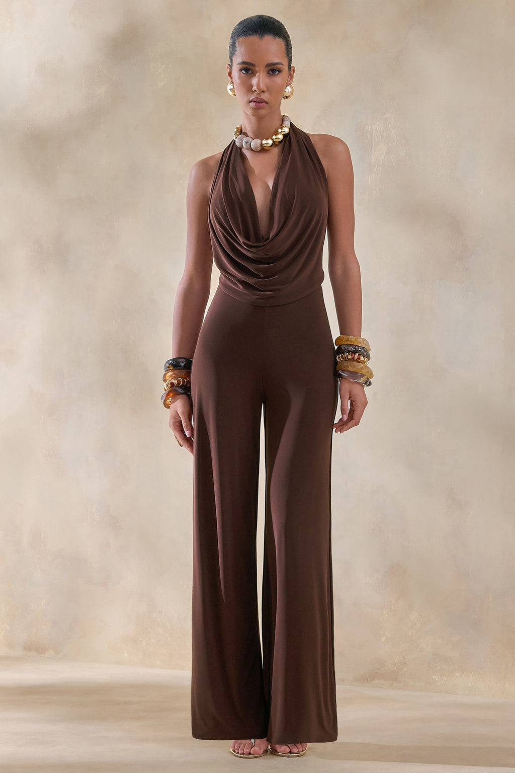 Miss | Jumpsuit Dames Diepe V-Hals Zelfstrik Vloerlang - Polyester