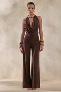 Miss | Jumpsuit Dames Diepe V-Hals Zelfstrik Vloerlang - Polyester