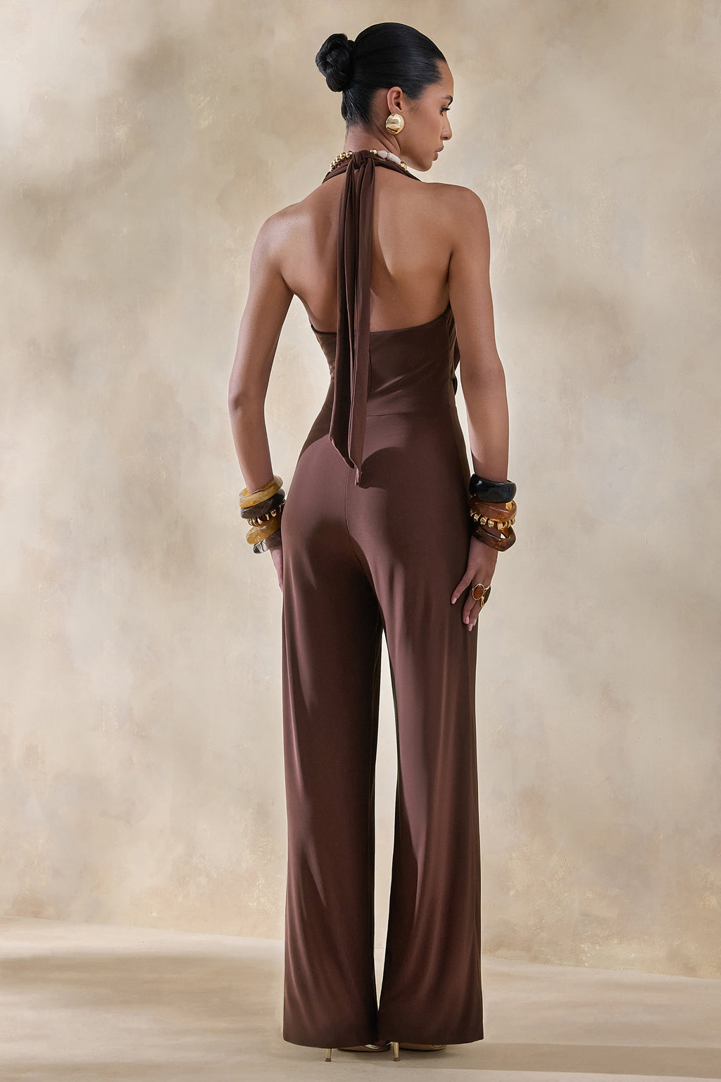 Miss | Jumpsuit Dames Diepe V-Hals Zelfstrik Vloerlang - Polyester