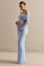 Jurk Dames Bardot-Hals Maxi Kanten Mouwen - Polyester
