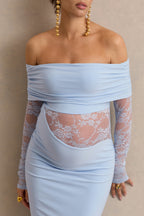 Jurk Dames Bardot-Hals Maxi Kanten Mouwen - Polyester