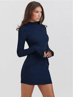 Jurk Dames Herfst Veelzijdig Revers - Polyester - Blauw