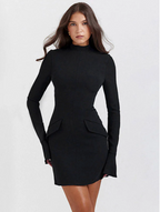 Jurk Dames Herfst Veelzijdig Revers - Polyester - Zwart