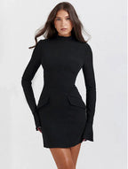 Jurk Dames Herfst Veelzijdig Revers - Polyester - Zwart