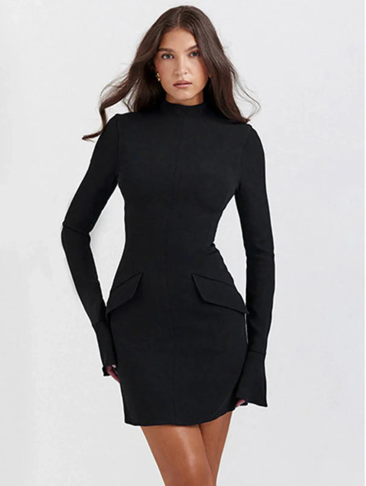 Jurk Dames Herfst Veelzijdig Revers - Polyester - Zwart