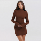 Jurk Dames Herfst Veelzijdig Revers - Polyester - Bruin