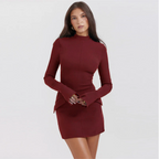 Jurk Dames Herfst Veelzijdig Revers - Polyester - Rood