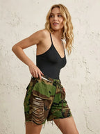 Cargoshort Camouflage met Distressed Details - Miss Madera MIS-826B79