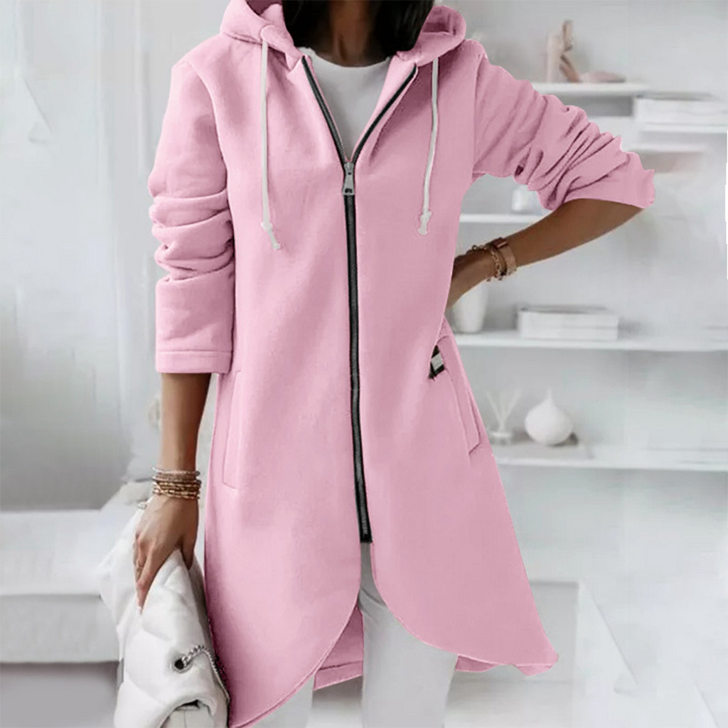 Miss | Hoodie Dames Extra Lang Rits Gebogen Zoom