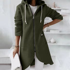 Miss | Hoodie Dames Extra Lang Rits Gebogen Zoom