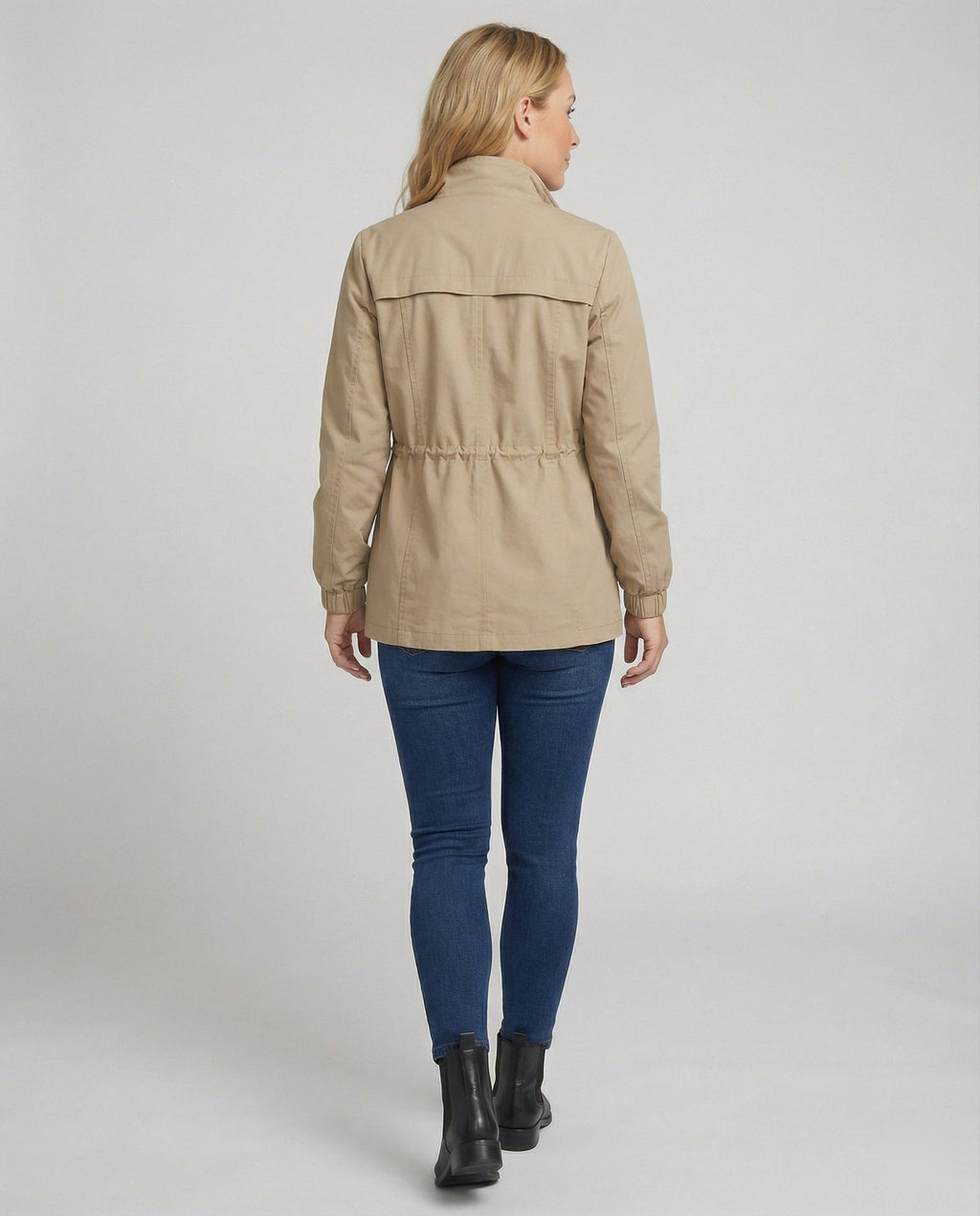 Miss | Jas Dames Utility Staande Kraag Trekkoord Taille