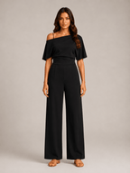 Jumpsuit Dames One-Shoulder Hoge Taille Wijde Pijpen