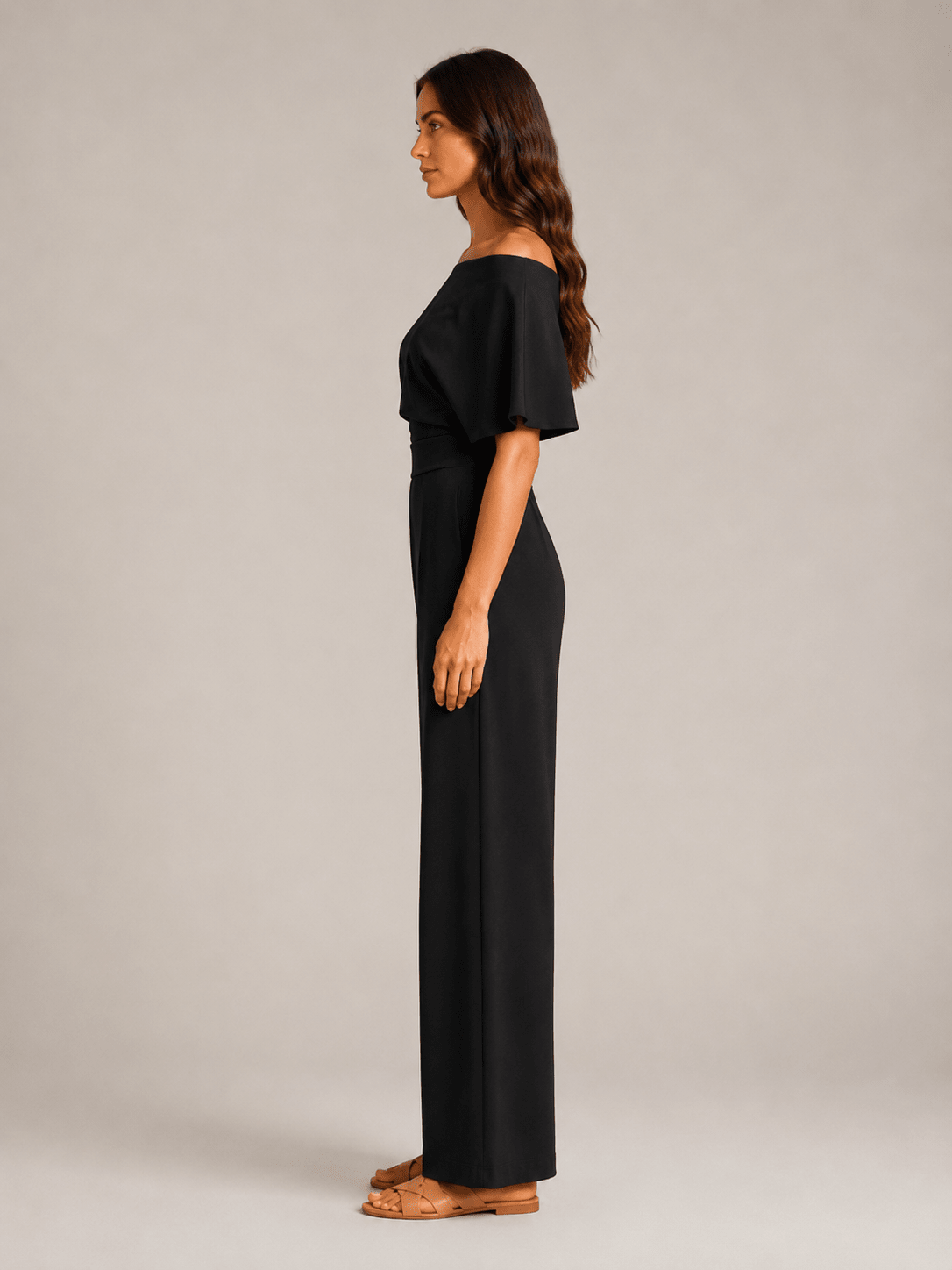 Jumpsuit Dames One-Shoulder Hoge Taille Wijde Pijpen