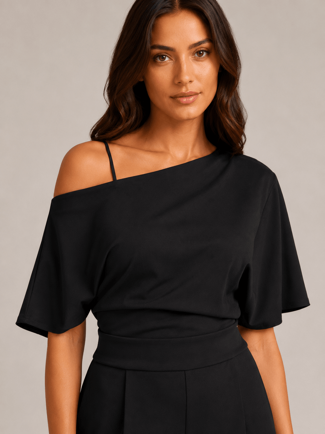 Jumpsuit Dames One-Shoulder Hoge Taille Wijde Pijpen