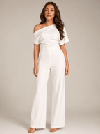 Jumpsuit Dames One-Shoulder Hoge Taille Wijde Pijpen