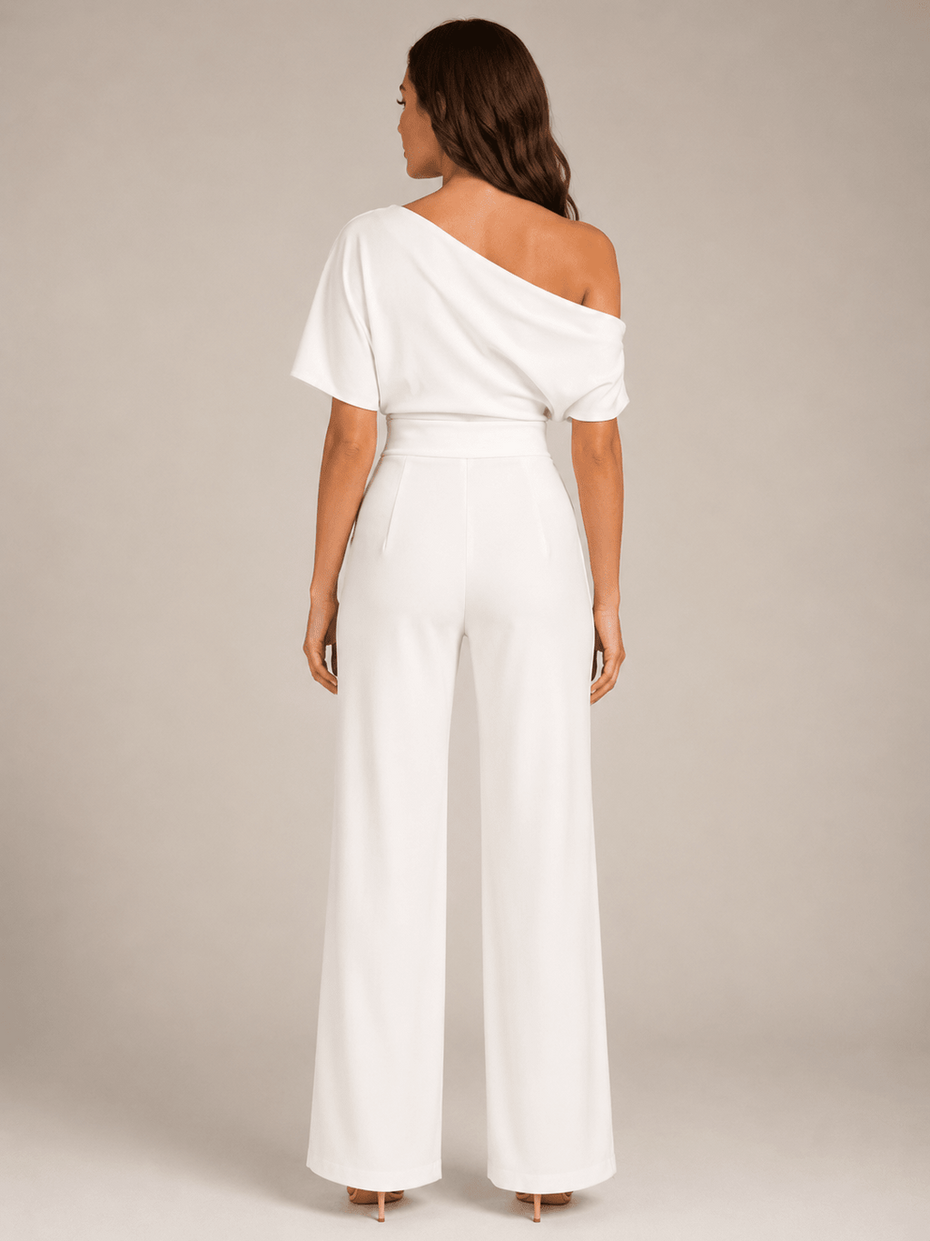 Jumpsuit Dames One-Shoulder Hoge Taille Wijde Pijpen