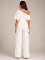Jumpsuit Dames One-Shoulder Hoge Taille Wijde Pijpen