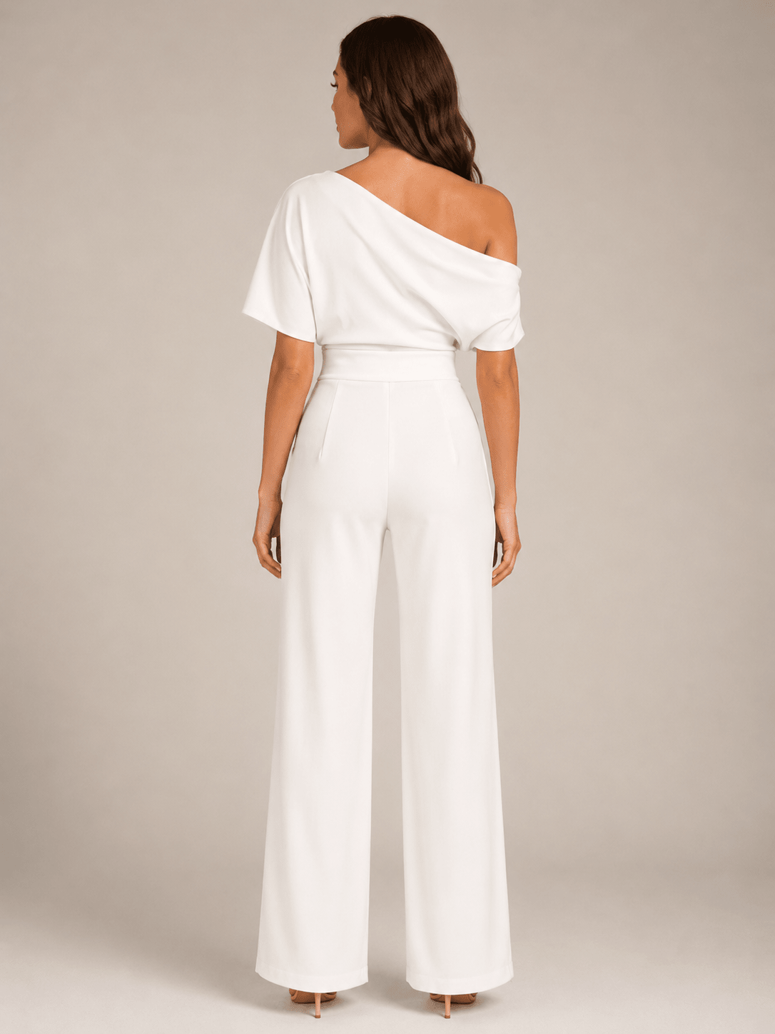 Jumpsuit Dames One-Shoulder Hoge Taille Wijde Pijpen