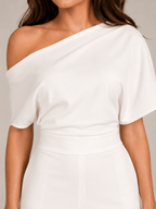 Jumpsuit Dames One-Shoulder Hoge Taille Wijde Pijpen