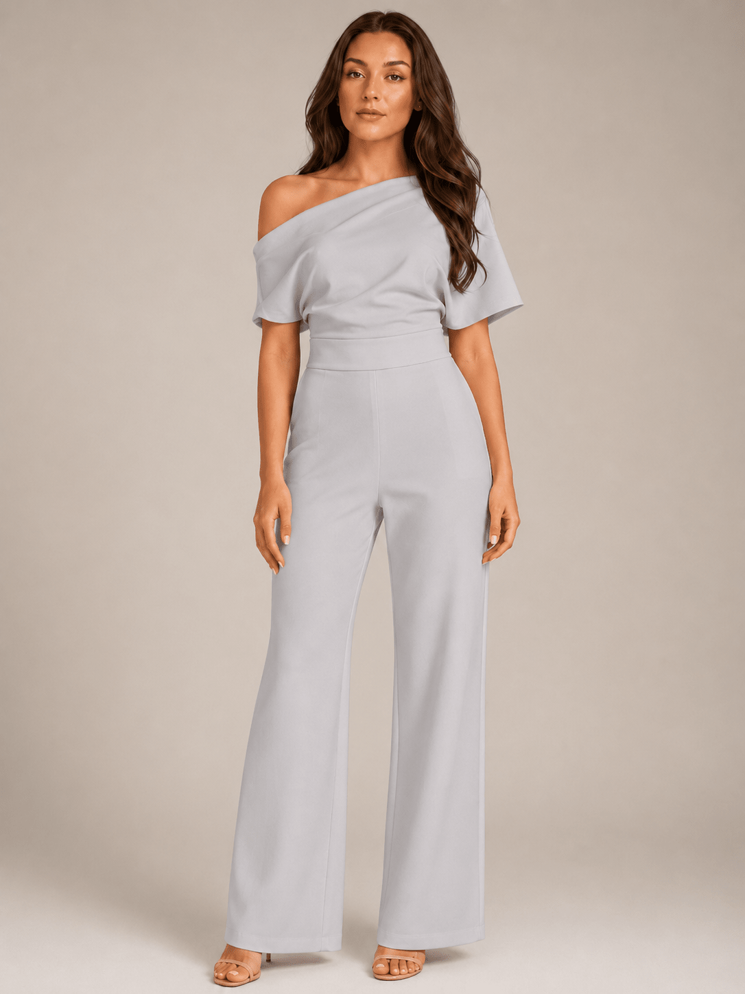 Jumpsuit Dames One-Shoulder Hoge Taille Wijde Pijpen