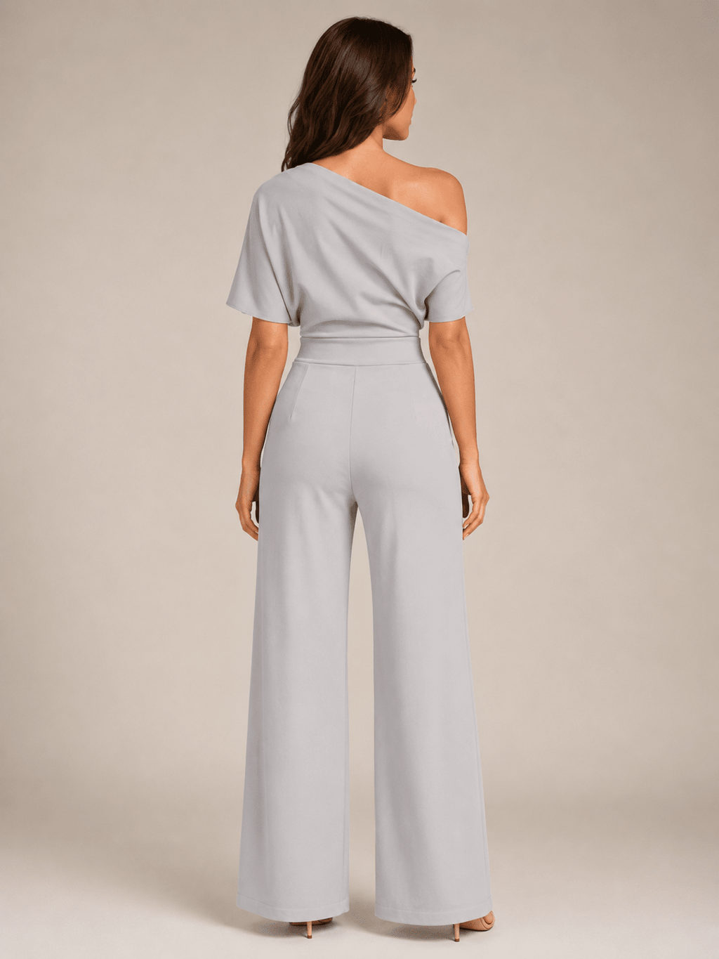 Jumpsuit Dames One-Shoulder Hoge Taille Wijde Pijpen