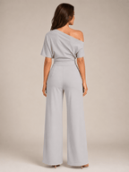 Jumpsuit Dames One-Shoulder Hoge Taille Wijde Pijpen