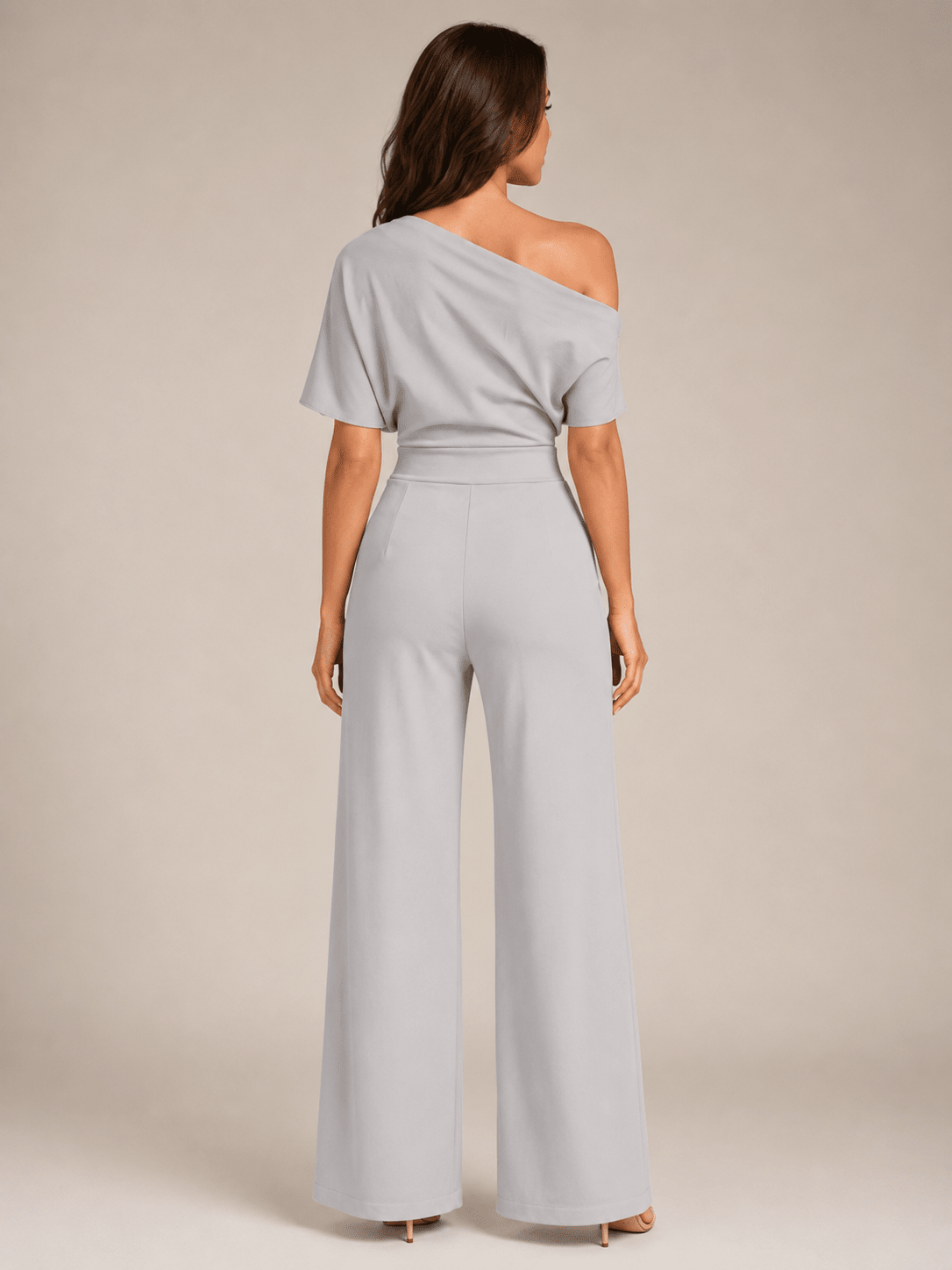 Jumpsuit Dames One-Shoulder Hoge Taille Wijde Pijpen