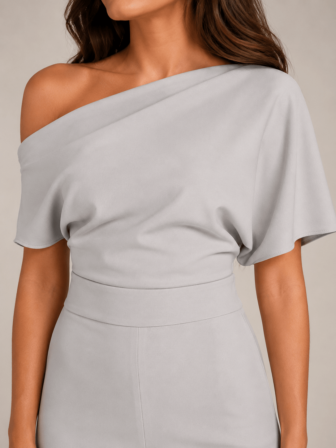 Jumpsuit Dames One-Shoulder Hoge Taille Wijde Pijpen