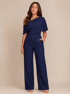 Jumpsuit Dames One-Shoulder Hoge Taille Wijde Pijpen